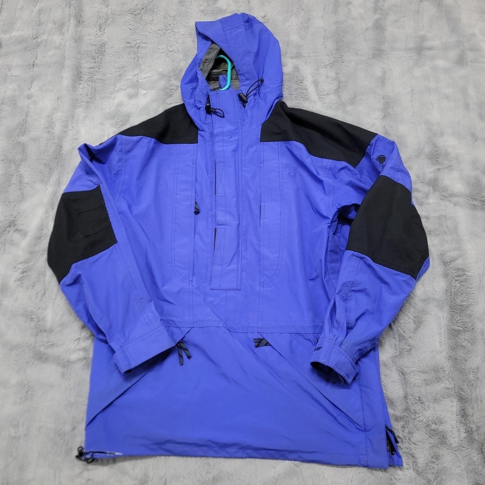 Vintage Alpine Design Jacket‎ Mens Large Blue Black Gore-Tex Hooded Pullover Ski